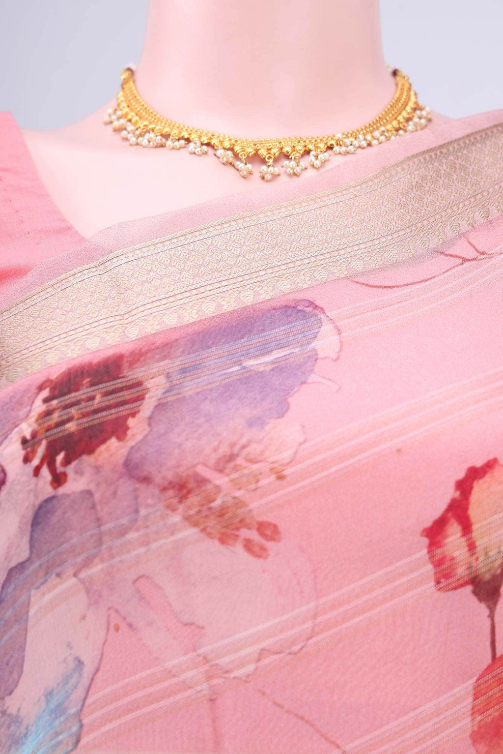 Peach Organza Silk Saree