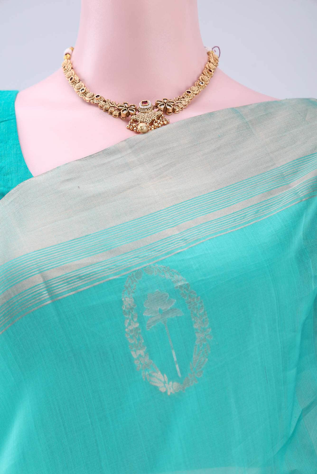 Blue Kora Cotton Saree