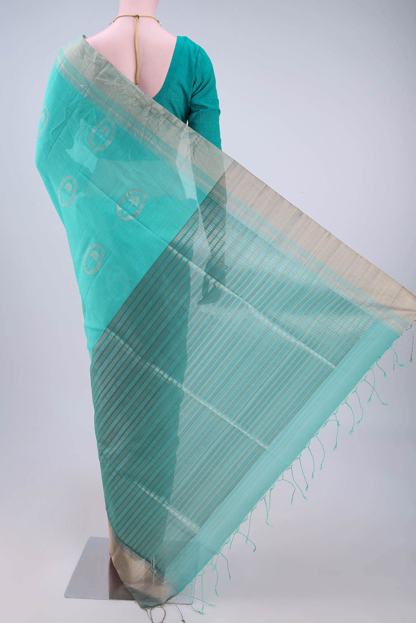 Blue Kora Cotton Saree