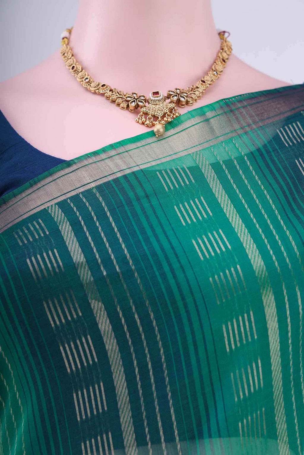 Bottle Green Kora Cotton Saree