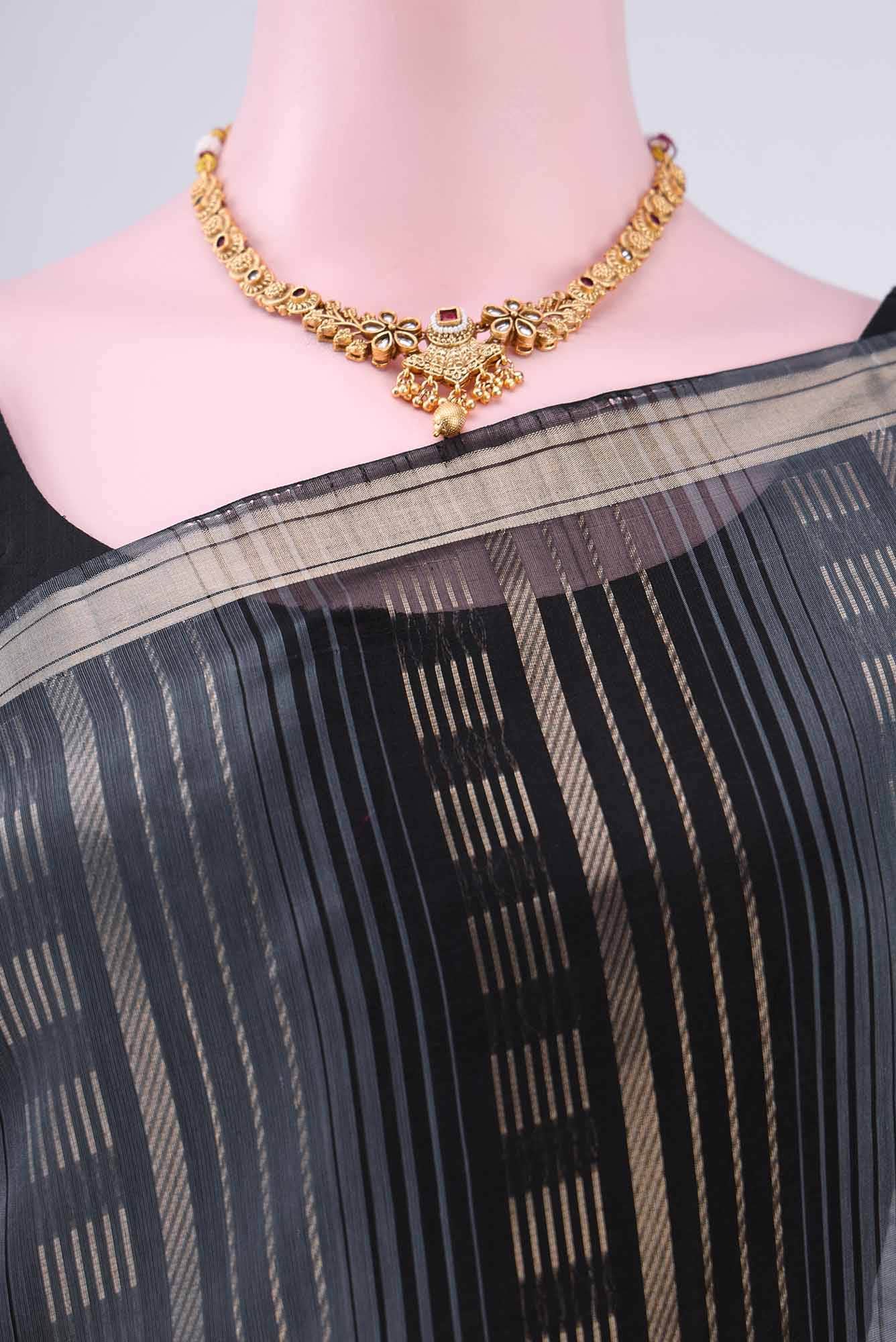 Davys Grey Kora Cotton Saree