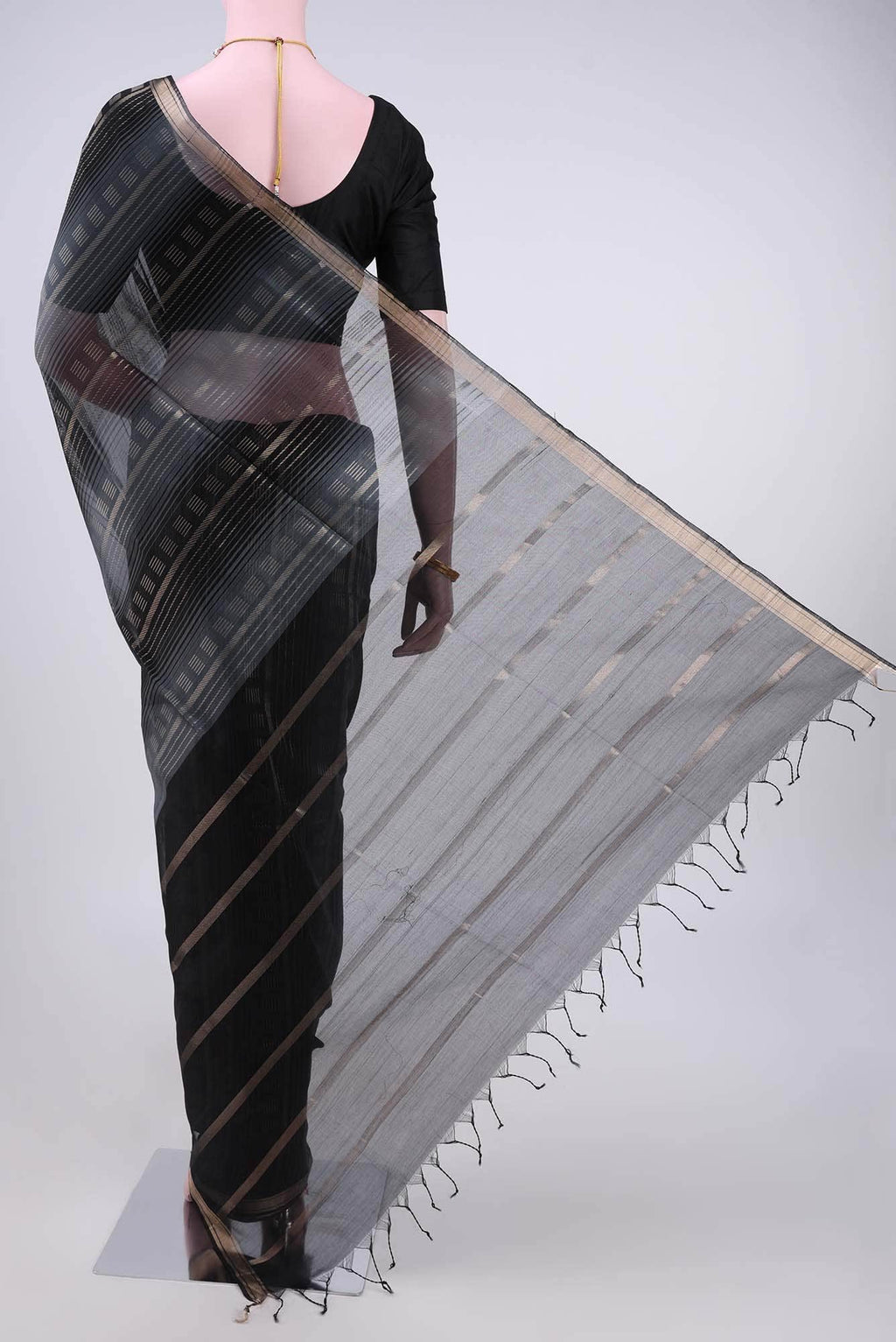 Davys Grey Kora Cotton Saree