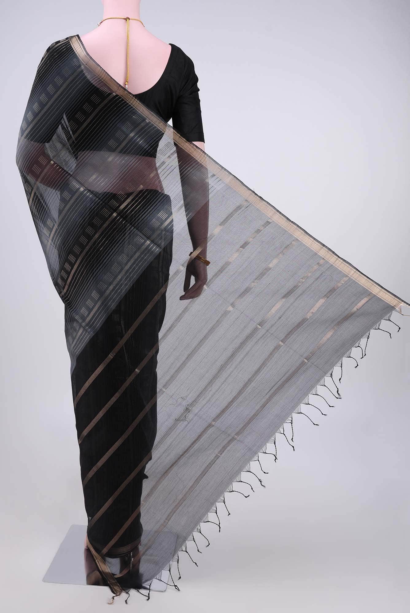 Davys Grey Kora Cotton Saree