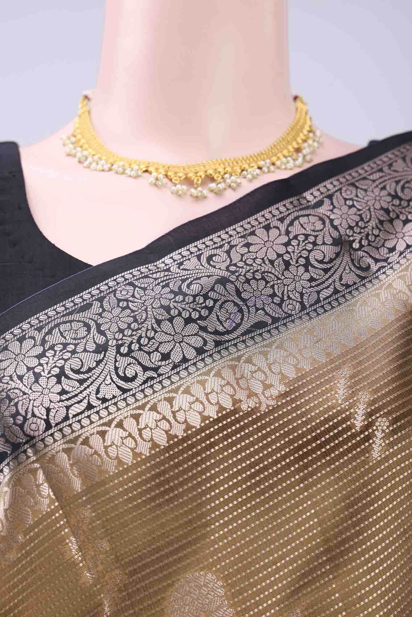 Golden Banarasi Raw Silk Saree