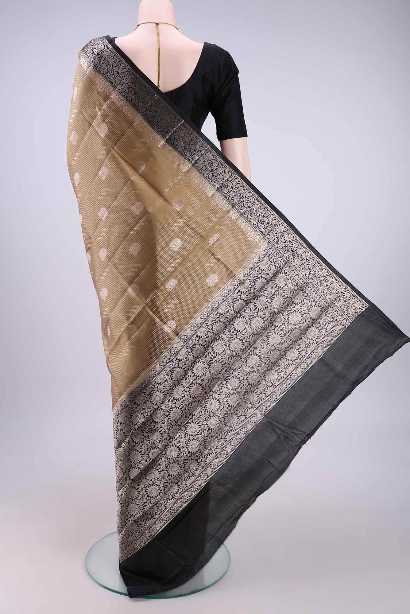Golden Banarasi Raw Silk Saree