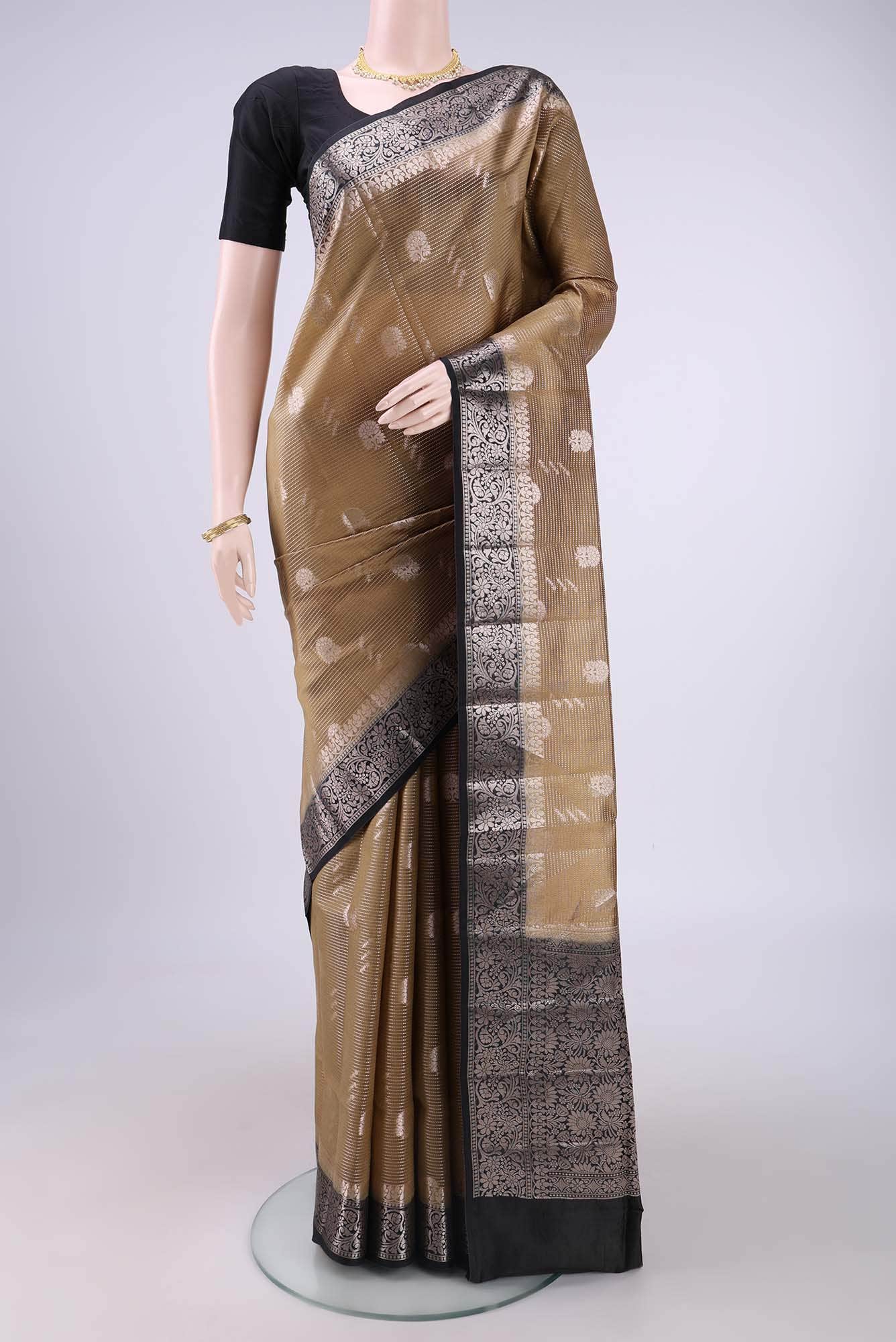 Golden Banarasi Raw Silk Saree