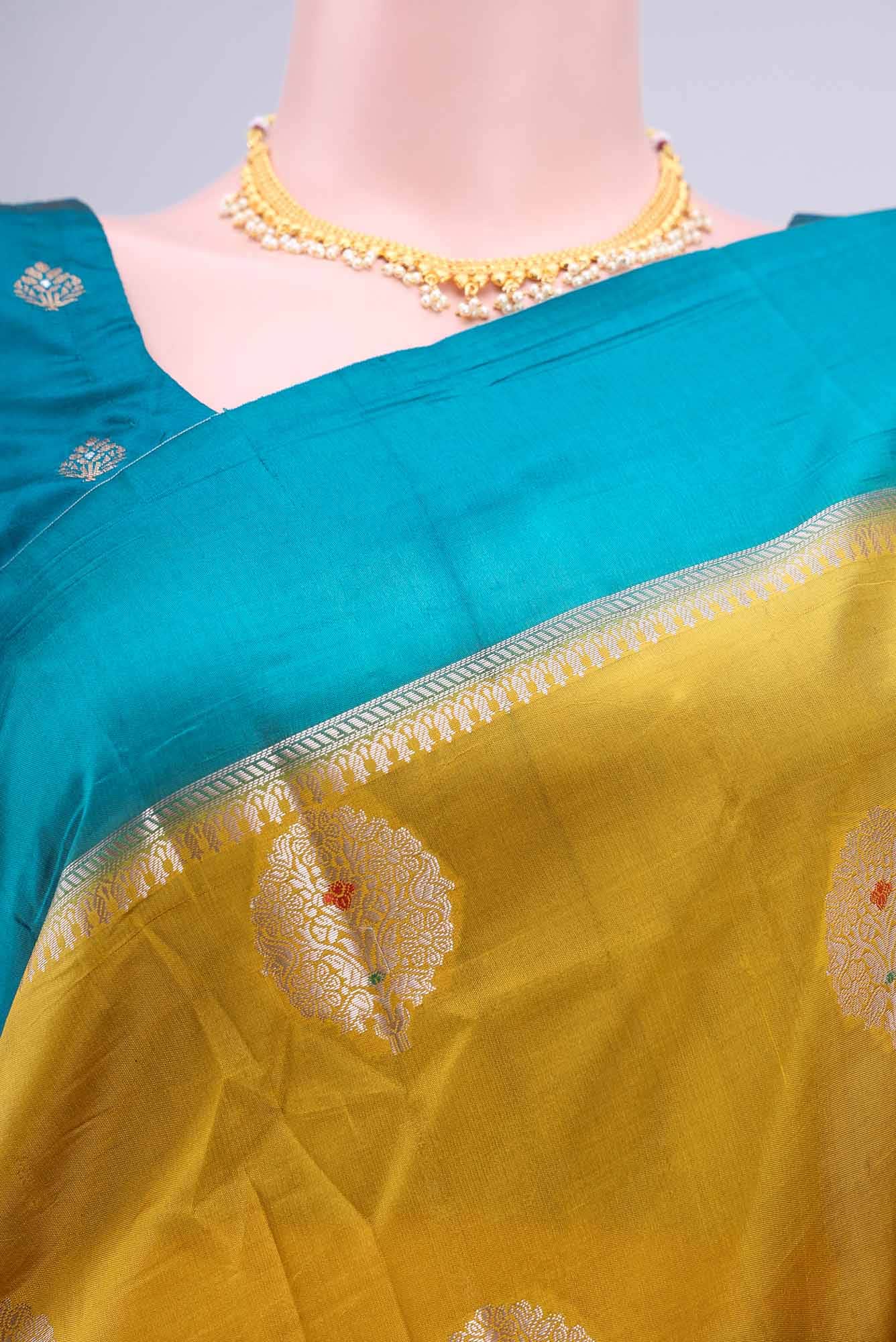 Acid Green Banarasi Raw Silk Saree