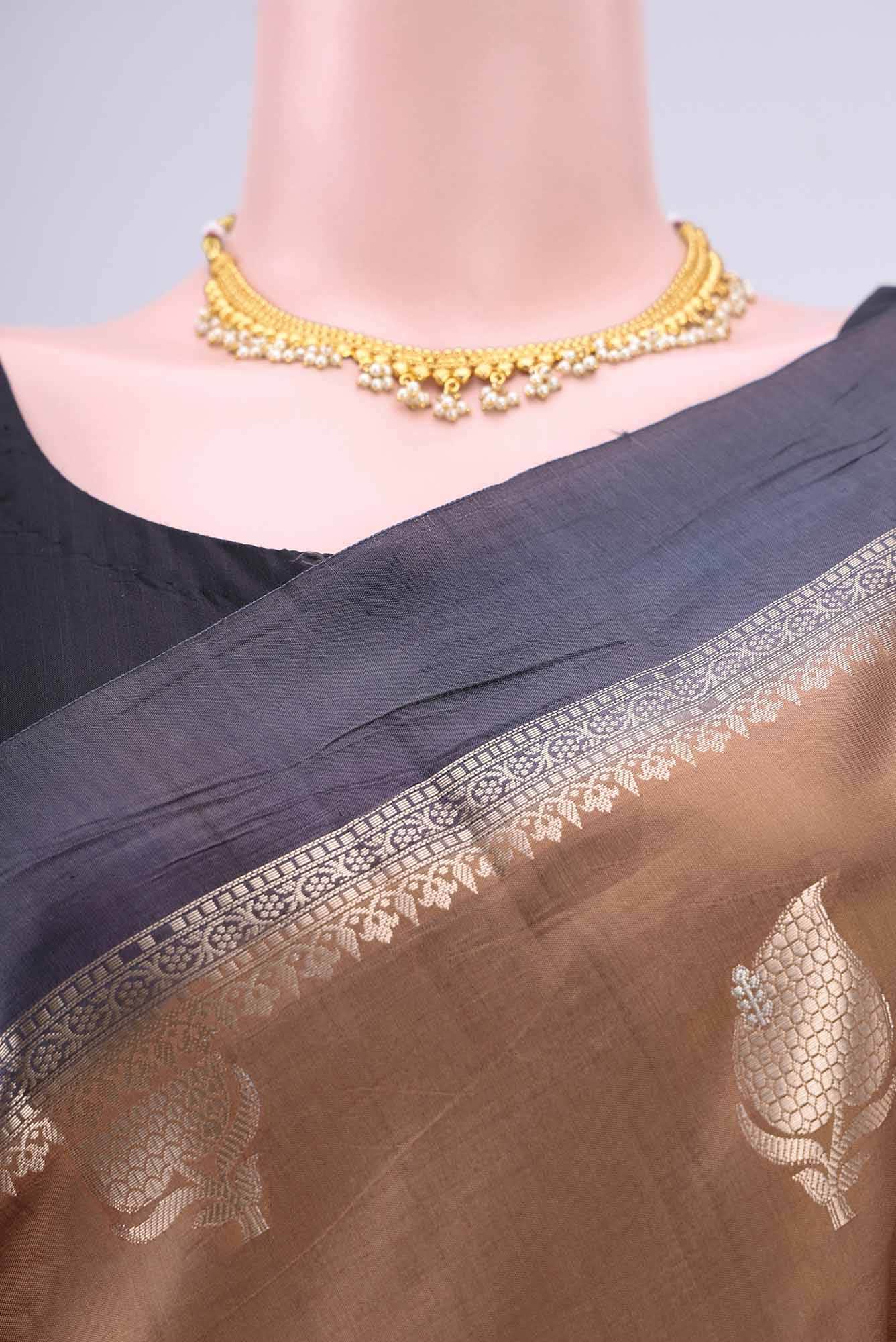 Golden Banarasi Raw Silk Saree