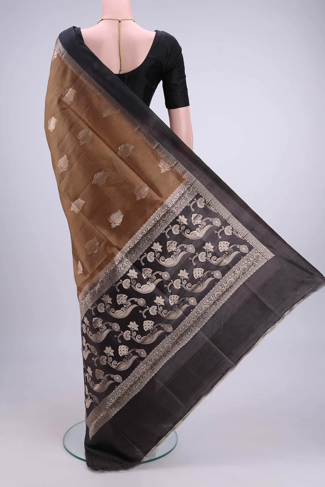 Golden Banarasi Raw Silk Saree