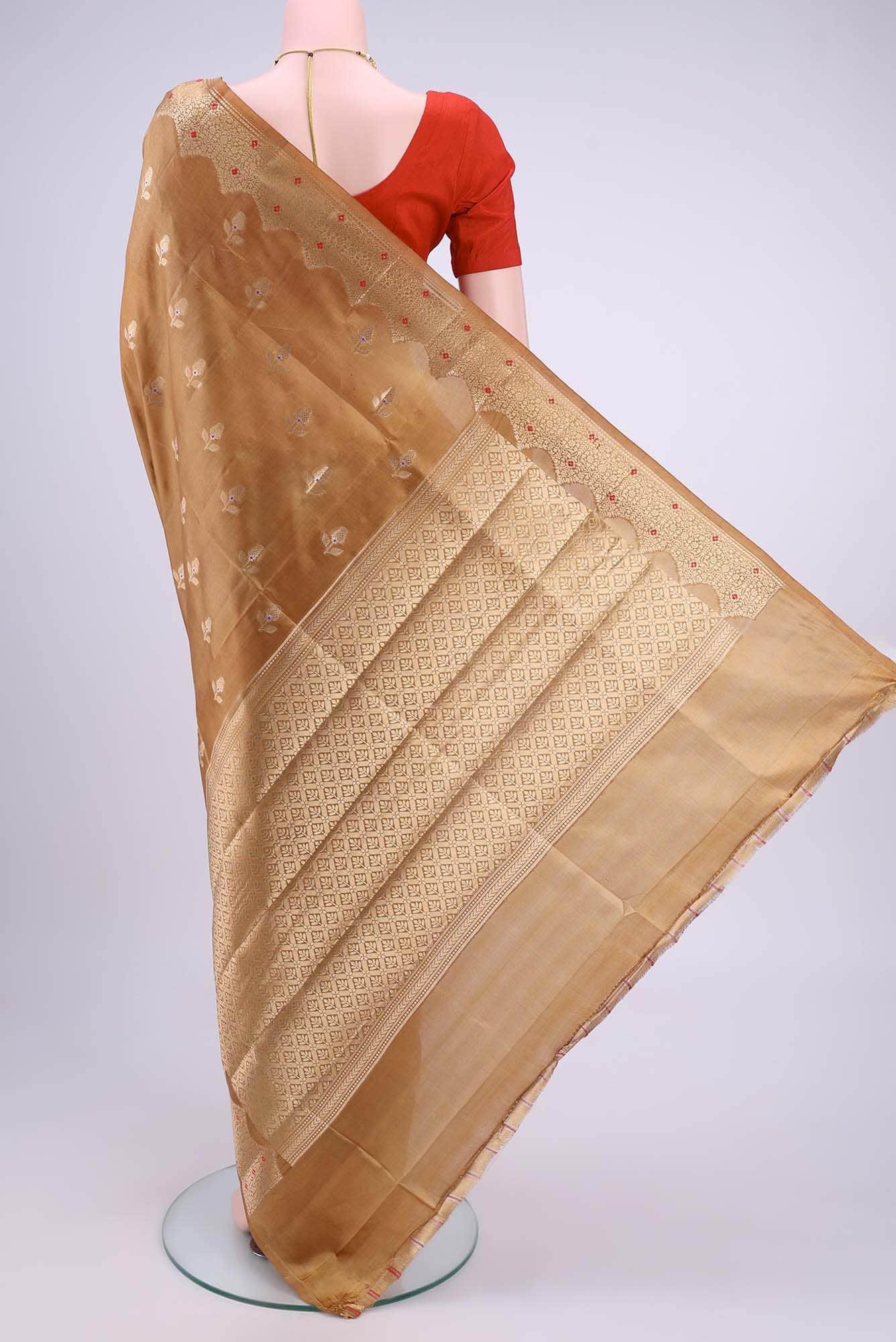 Golden Banarasi Raw Silk Saree