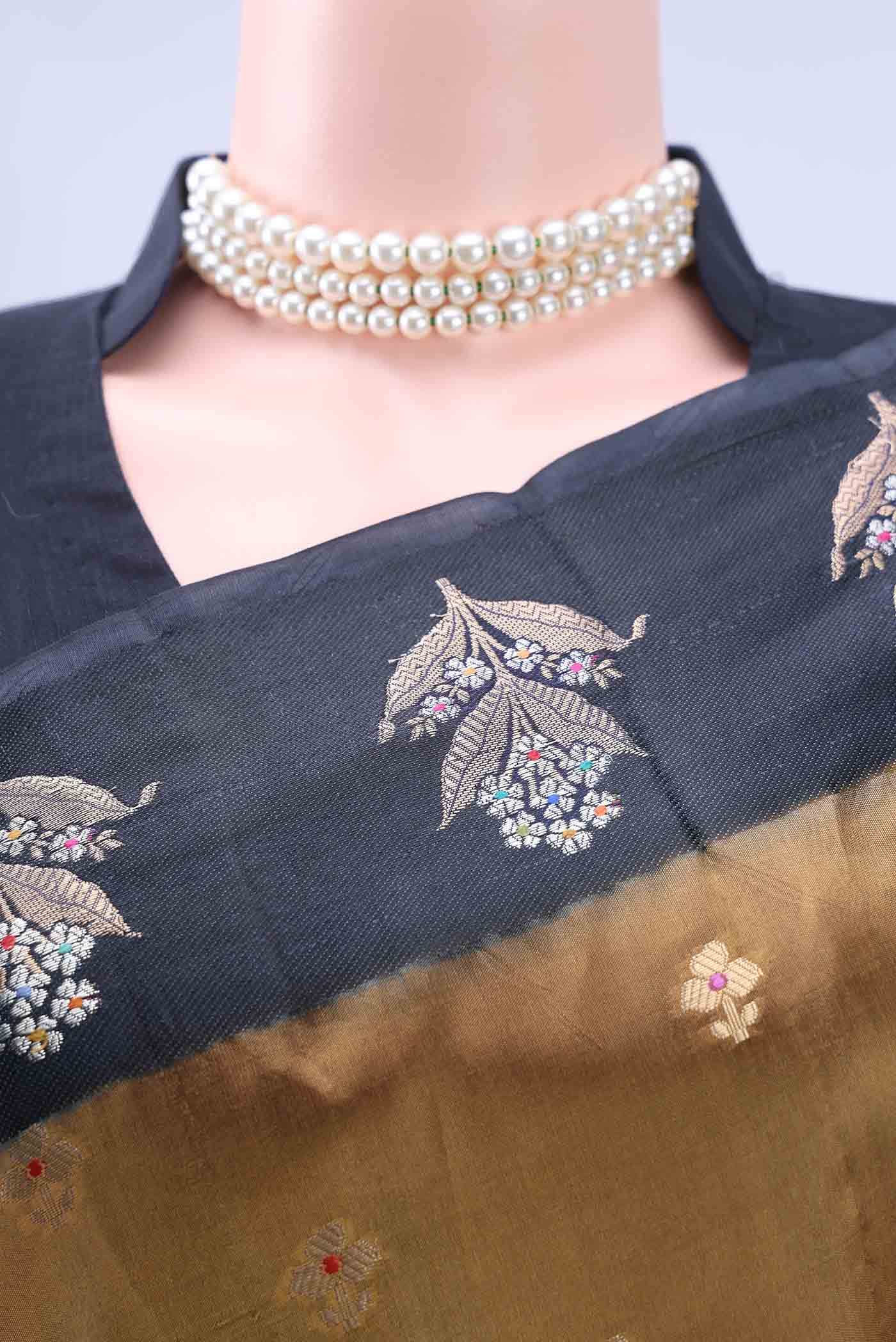 Bronze Banarasi Raw Silk Saree