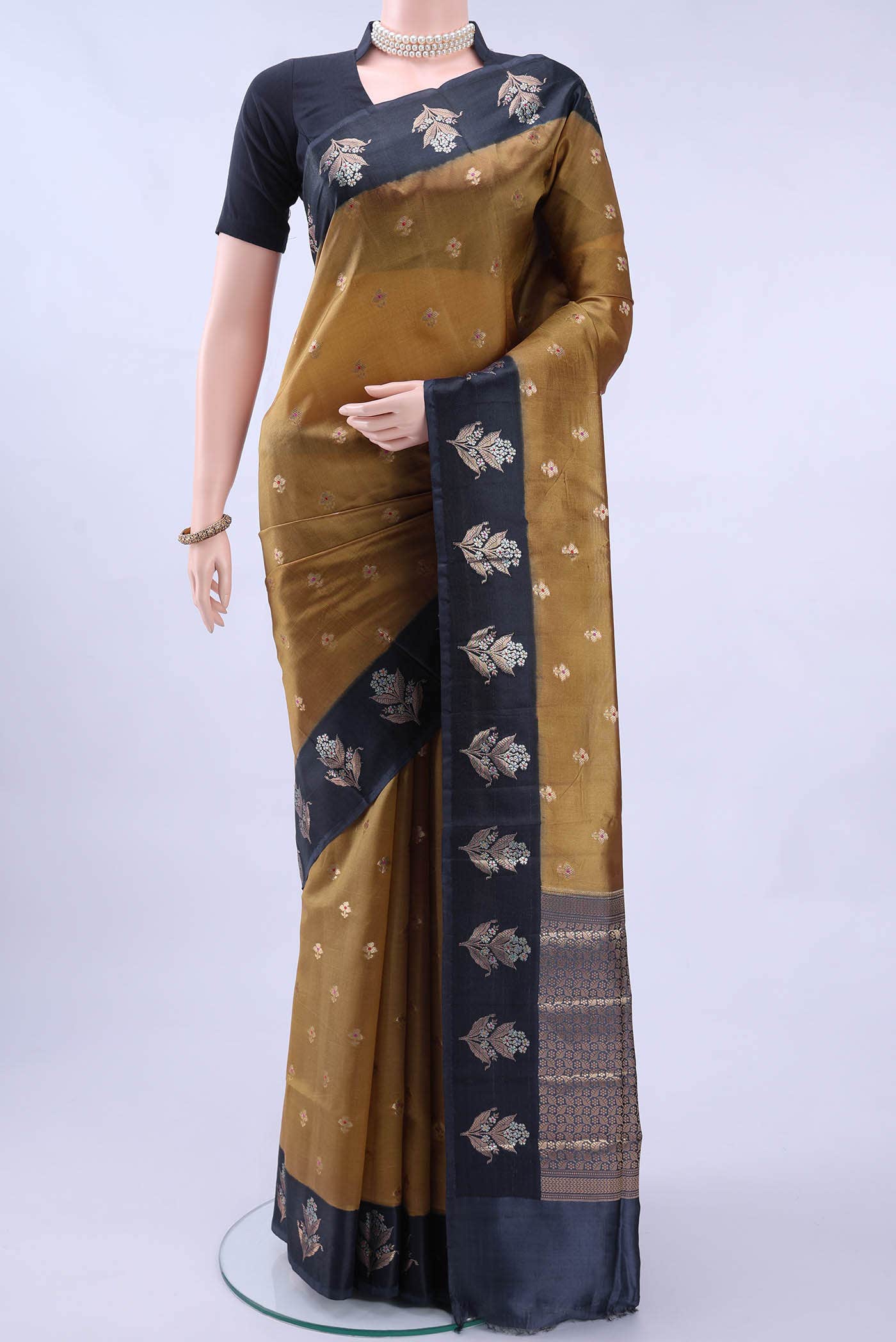 Bronze Banarasi Raw Silk Saree