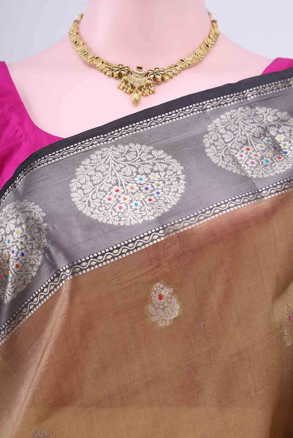 Brown Banarasi Raw Silk Saree