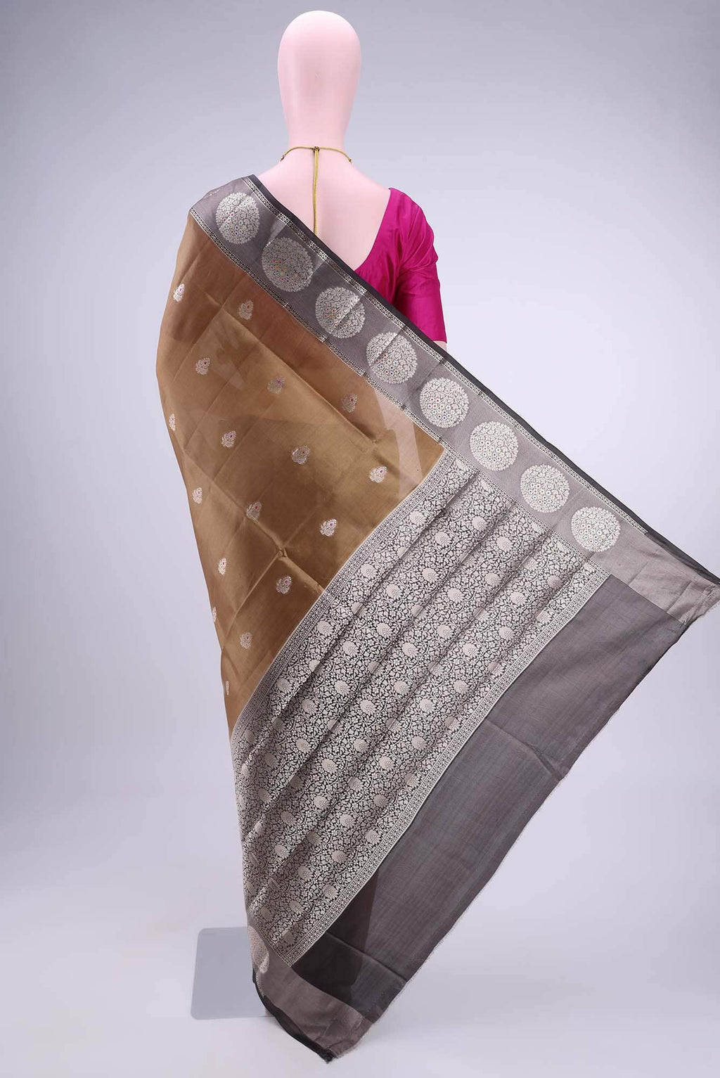 Brown Banarasi Raw Silk Saree