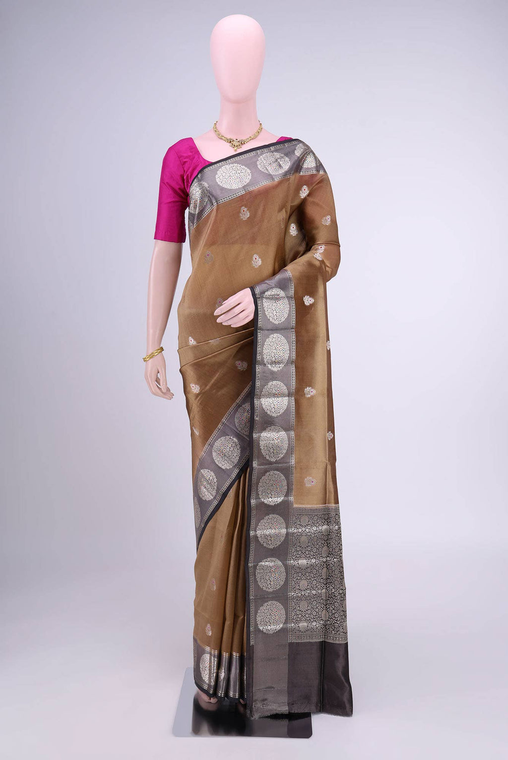 Brown Banarasi Raw Silk Saree