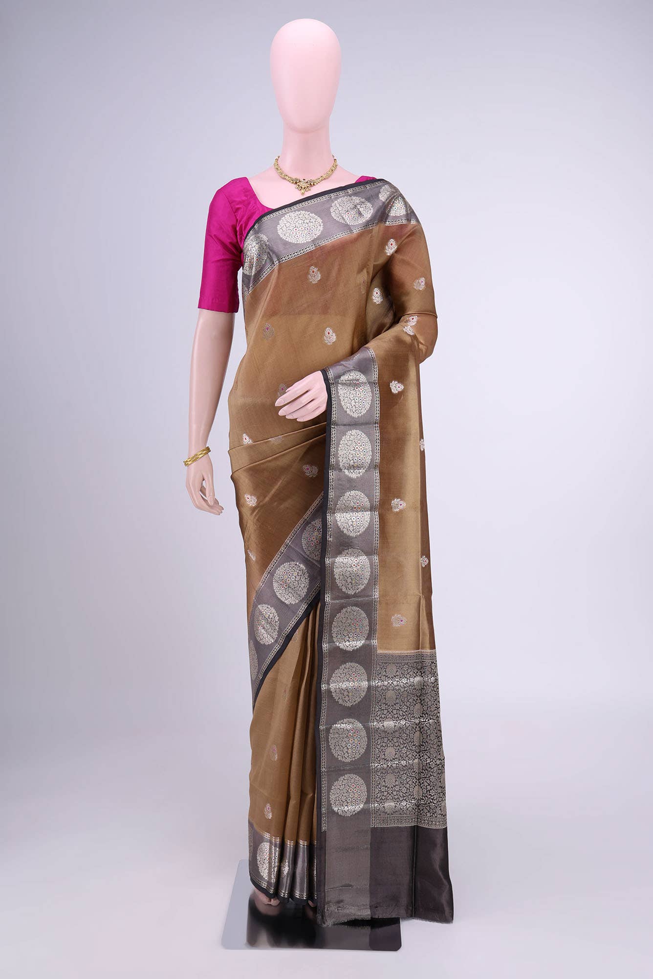 Brown Banarasi Raw Silk Saree