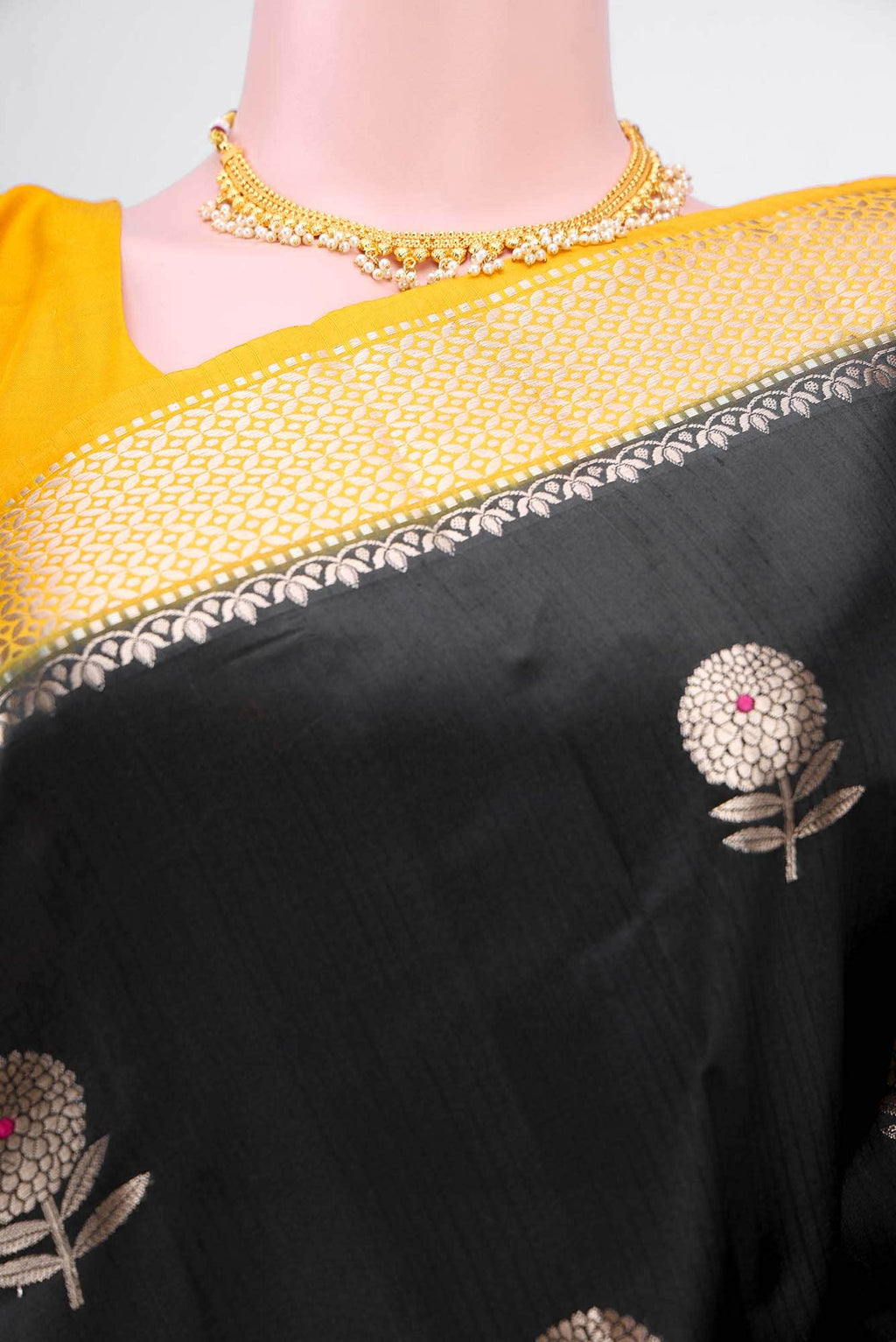 Black Banarasi Raw Silk Saree