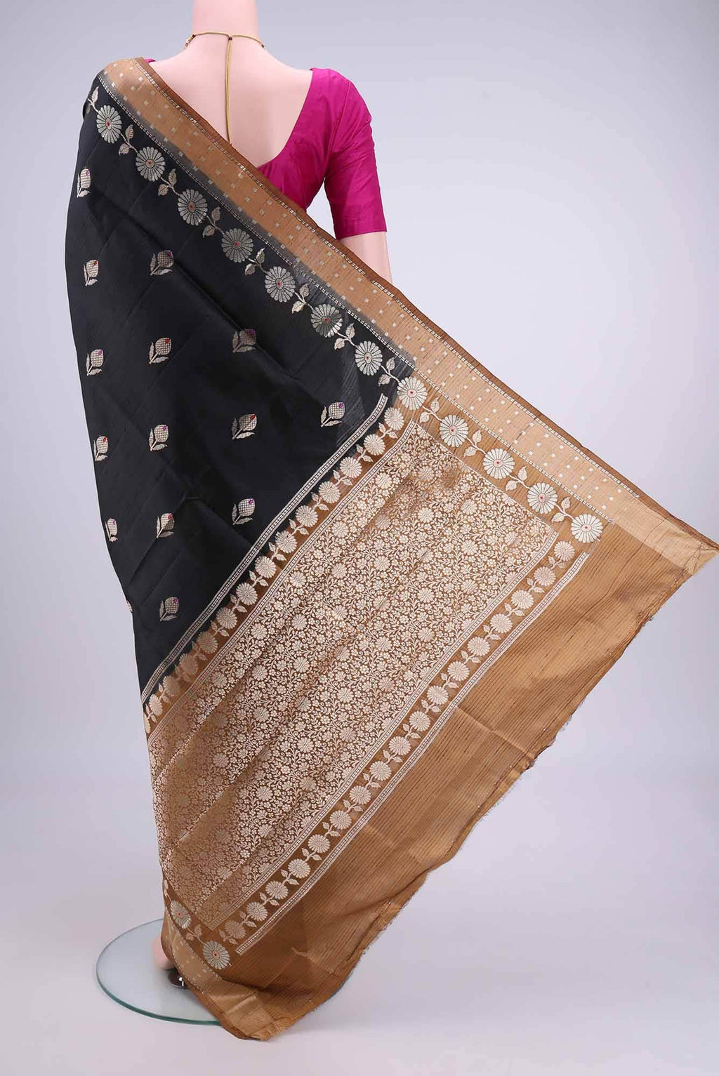 Black Banarasi Raw Silk Saree