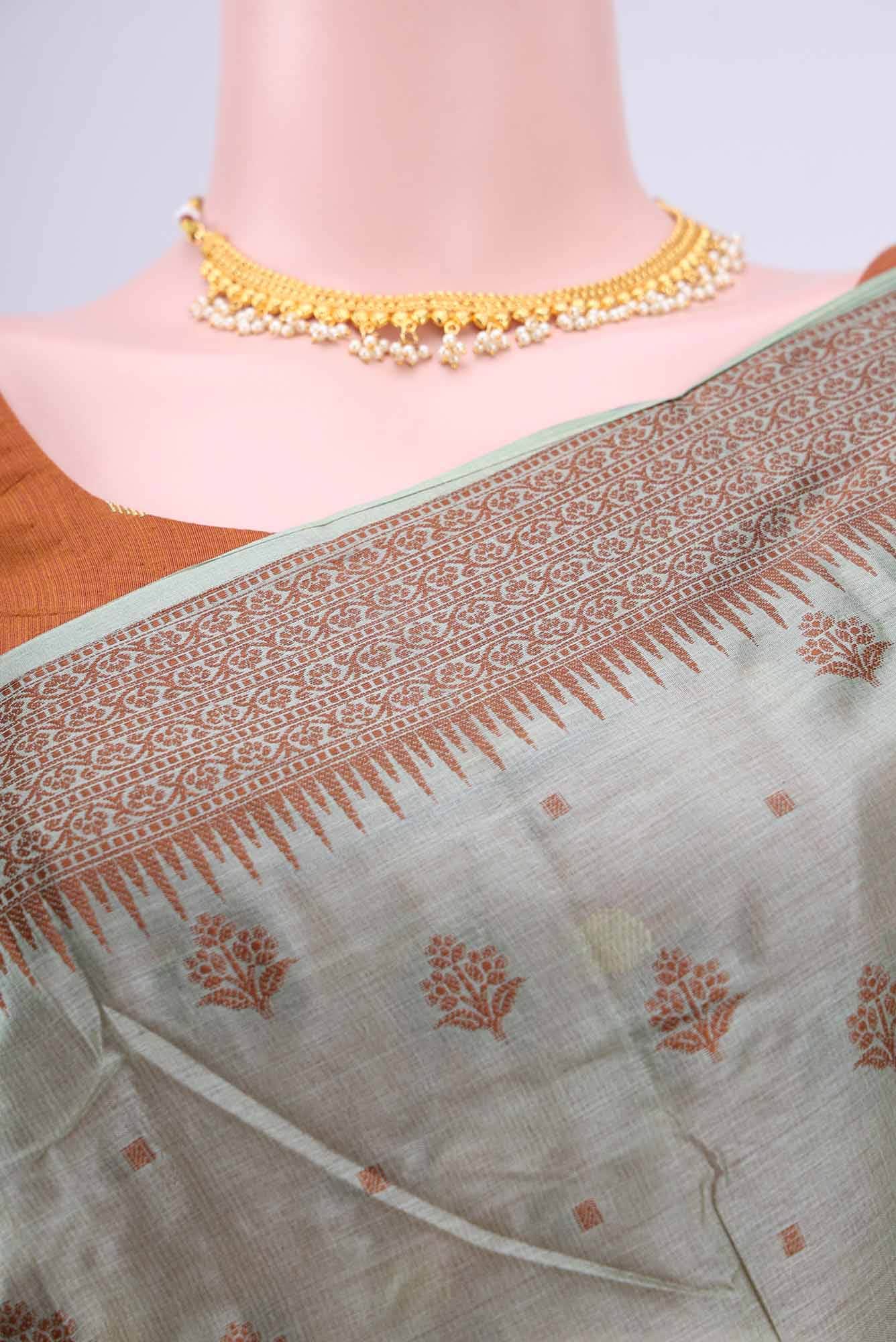 Sea Green Banarasi Raw Silk Saree