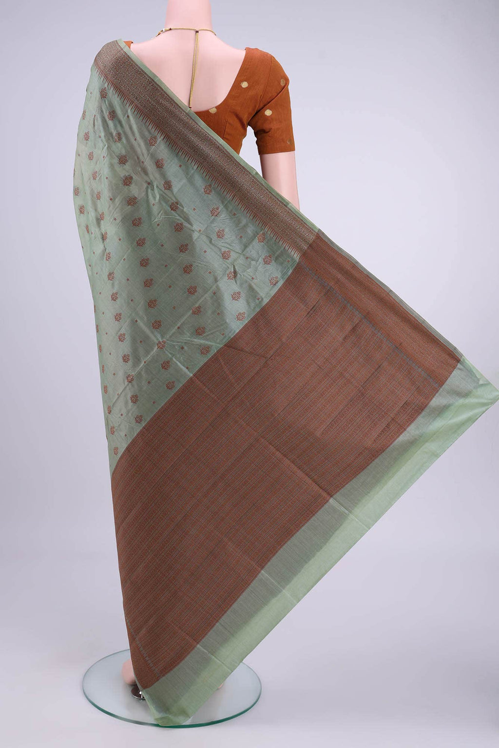 Sea Green Banarasi Raw Silk Saree