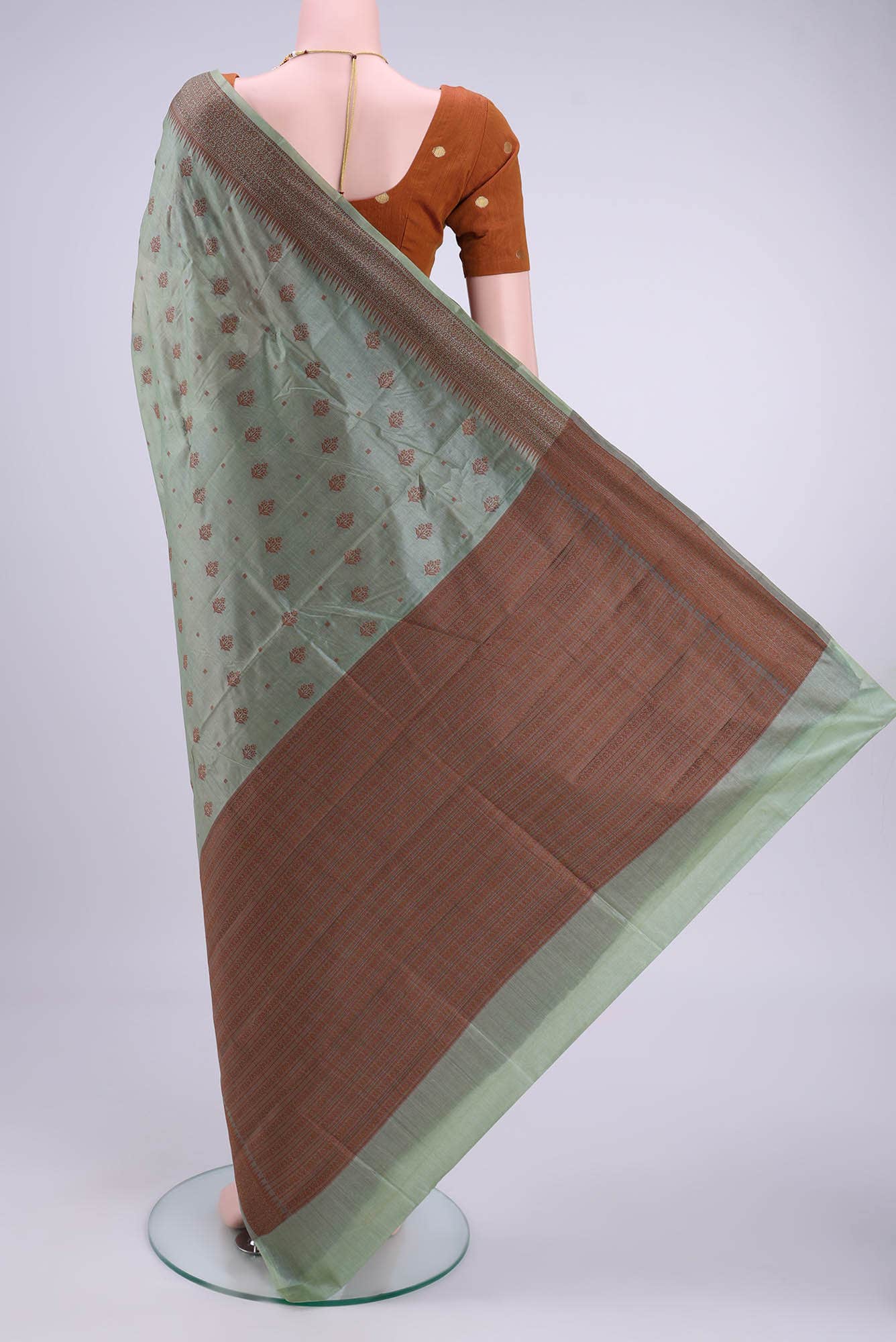 Sea Green Banarasi Raw Silk Saree