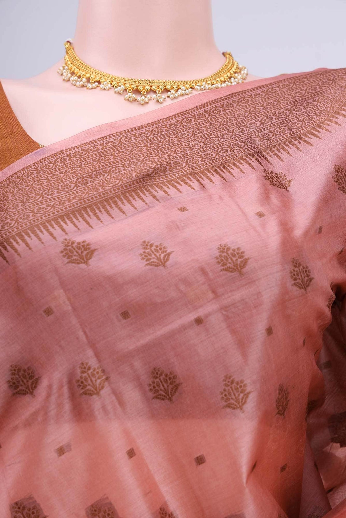 Peach Banarasi Raw Silk Saree