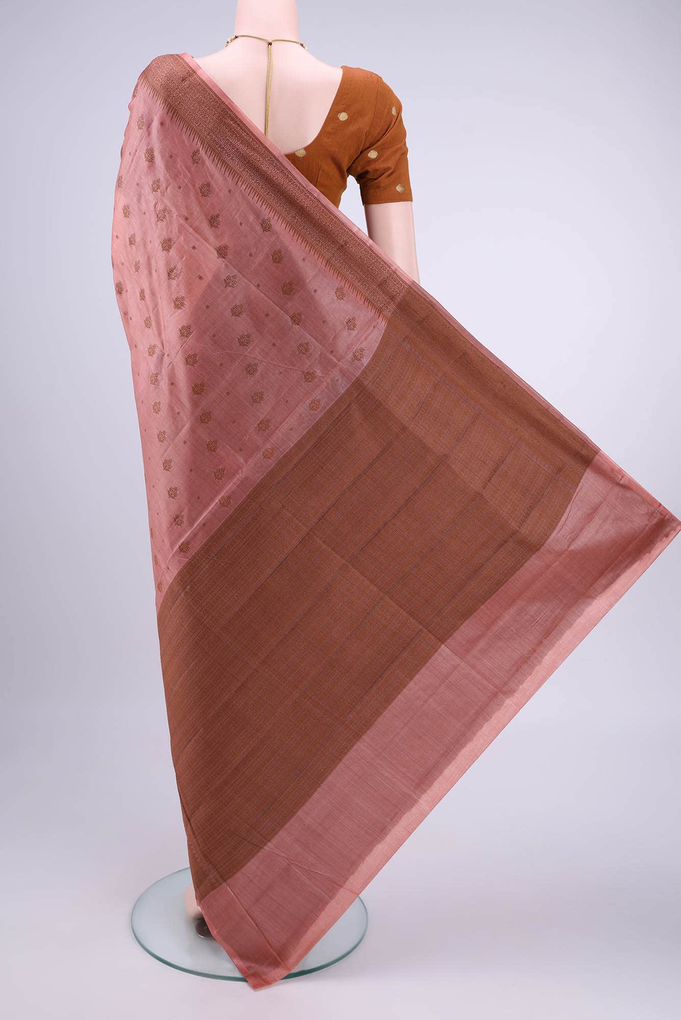 Peach Banarasi Raw Silk Saree