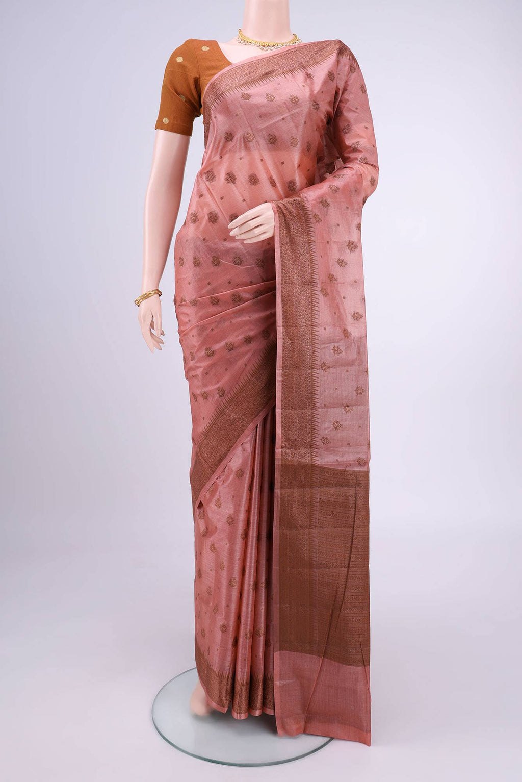 Peach Banarasi Raw Silk Saree