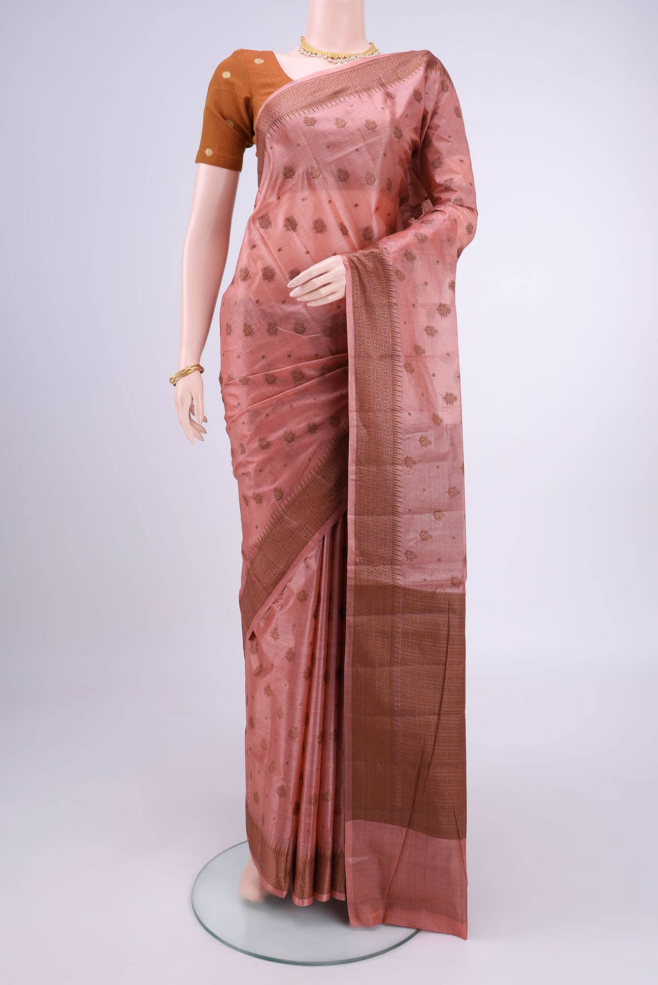 Peach Banarasi Raw Silk Saree