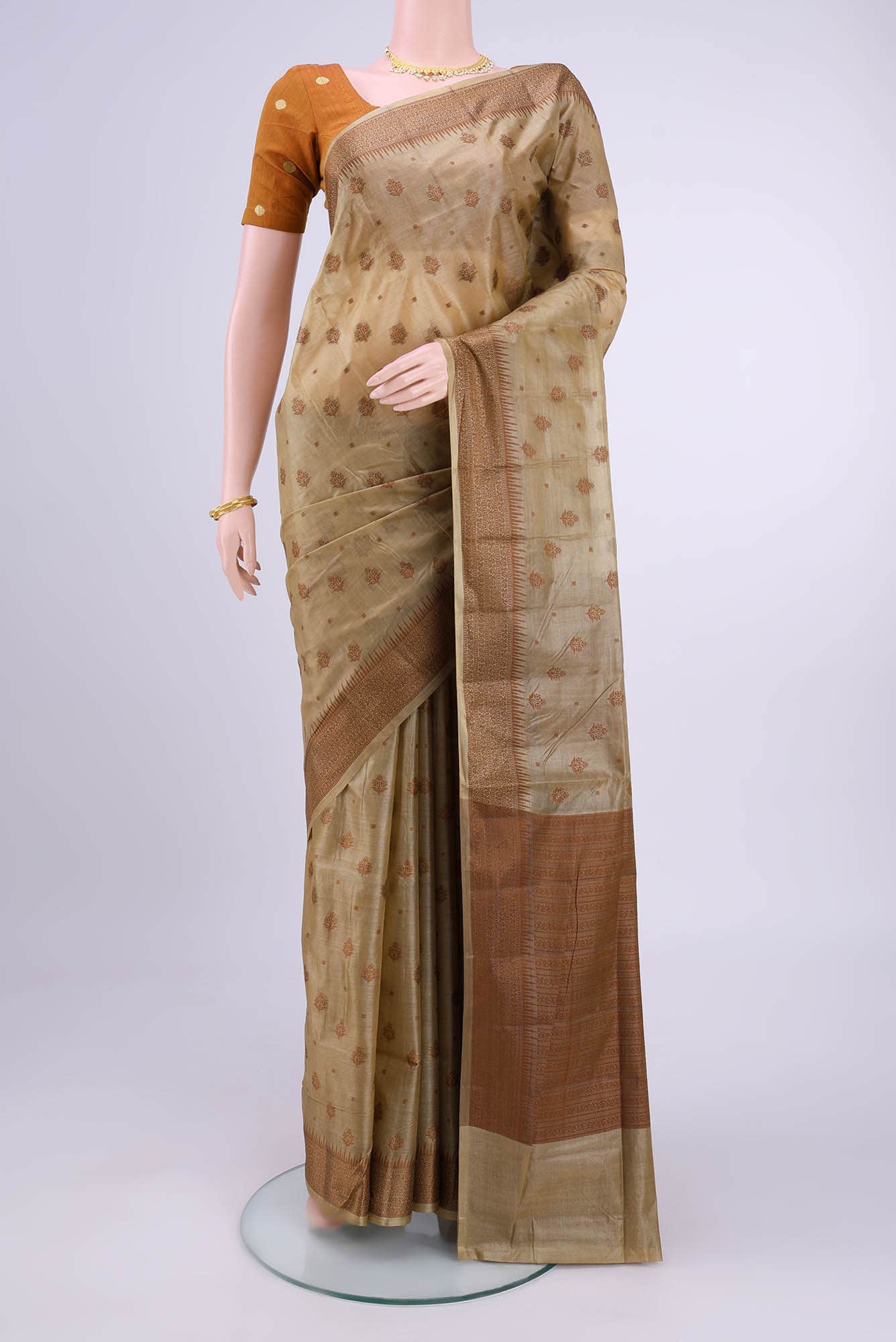 Beige Banarasi Raw Silk Saree