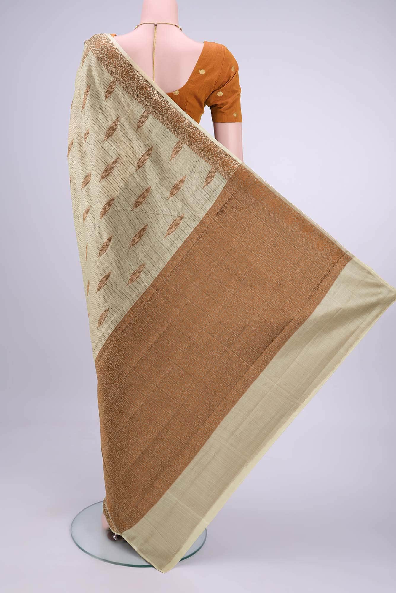 Davys Grey Banarasi Raw Silk Saree
