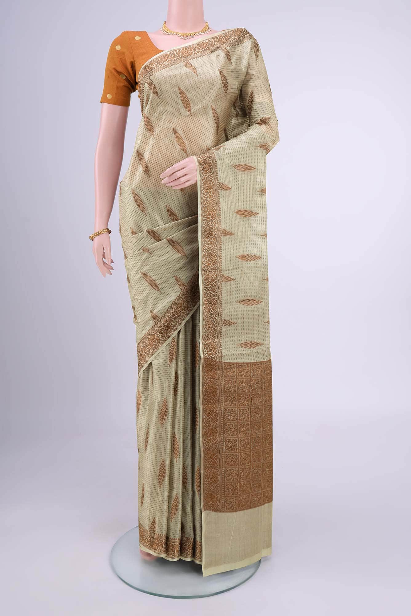 Davys Grey Banarasi Raw Silk Saree