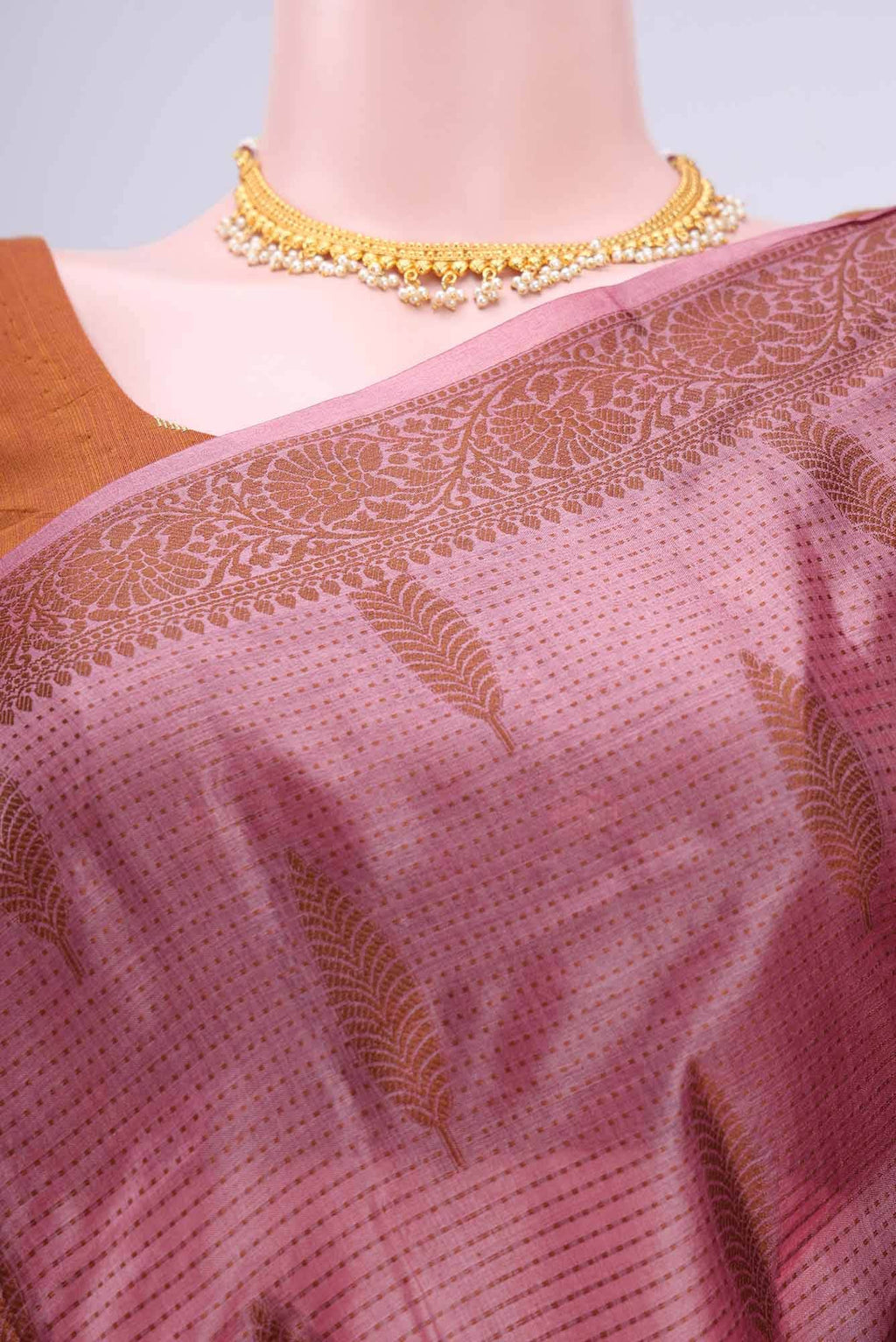 Light Magenta Banarasi Raw Silk Saree