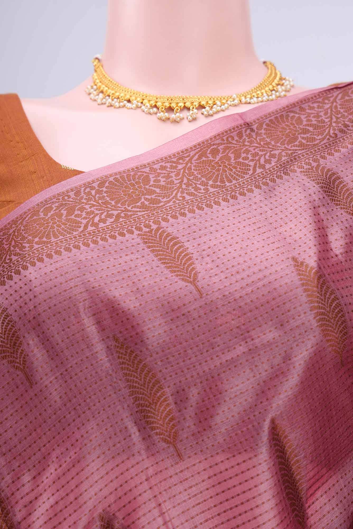 Light Magenta Banarasi Raw Silk Saree