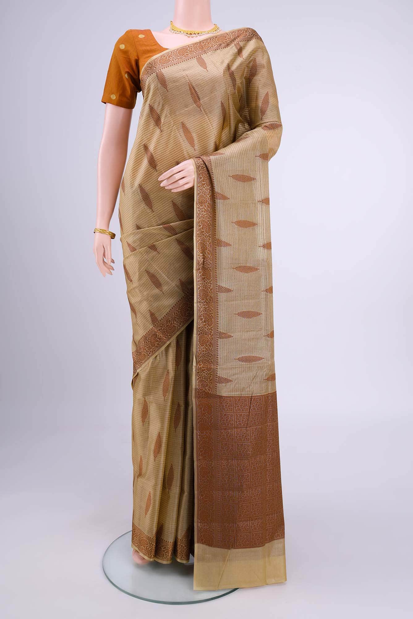Beige Banarasi Raw Silk Saree