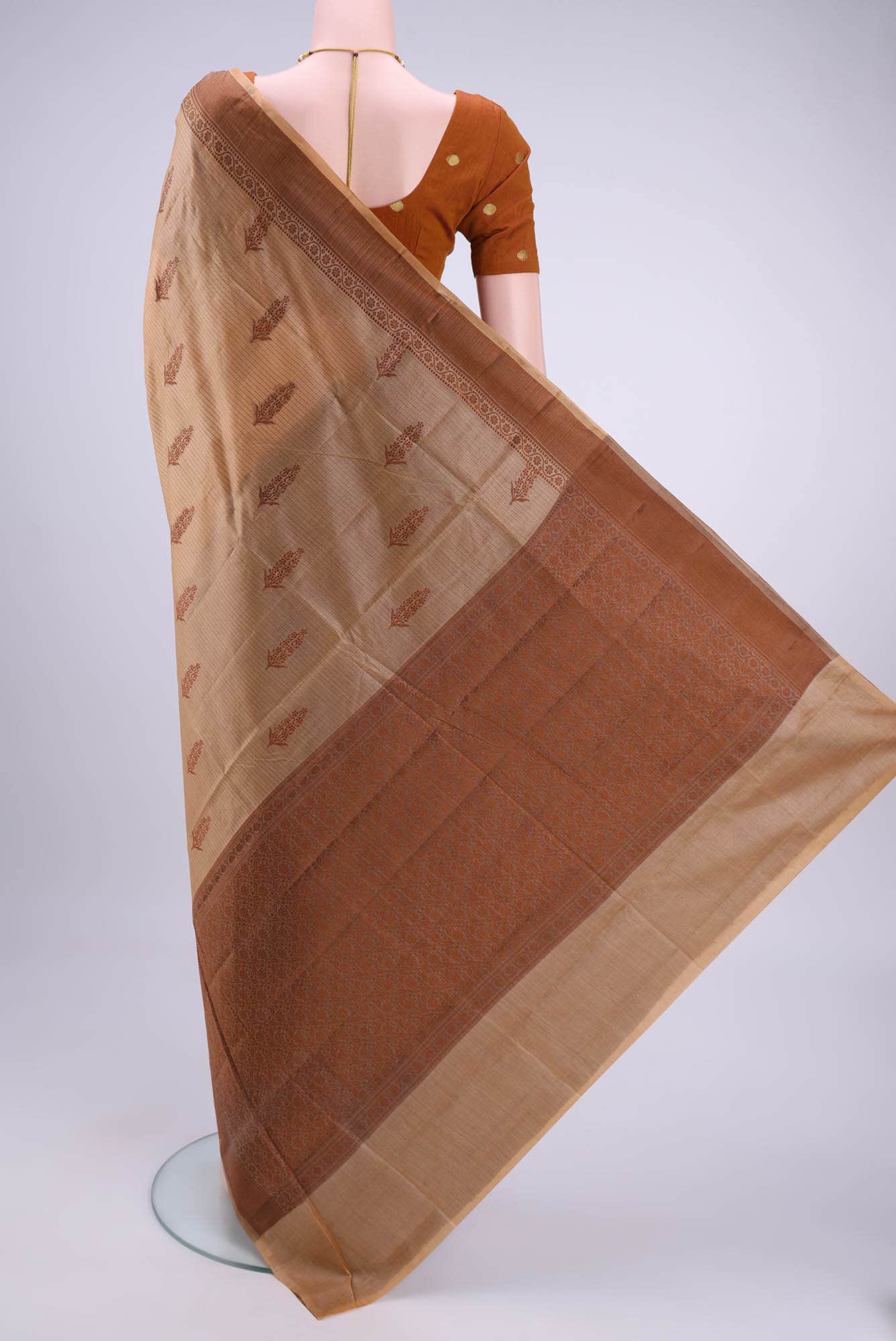 Dark Beige Banarasi Raw Silk Saree