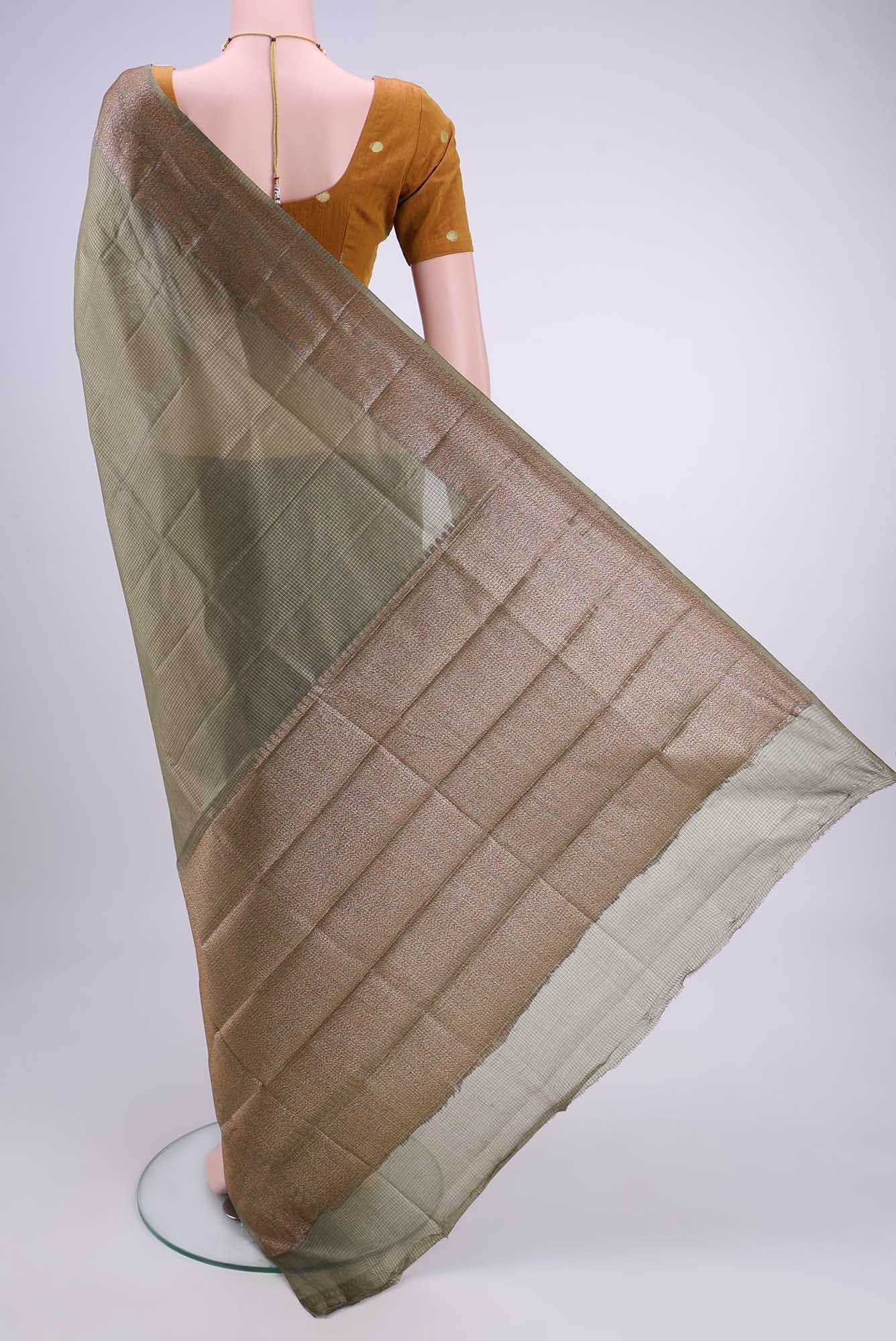 Davys Grey Banarasi Raw Silk Saree