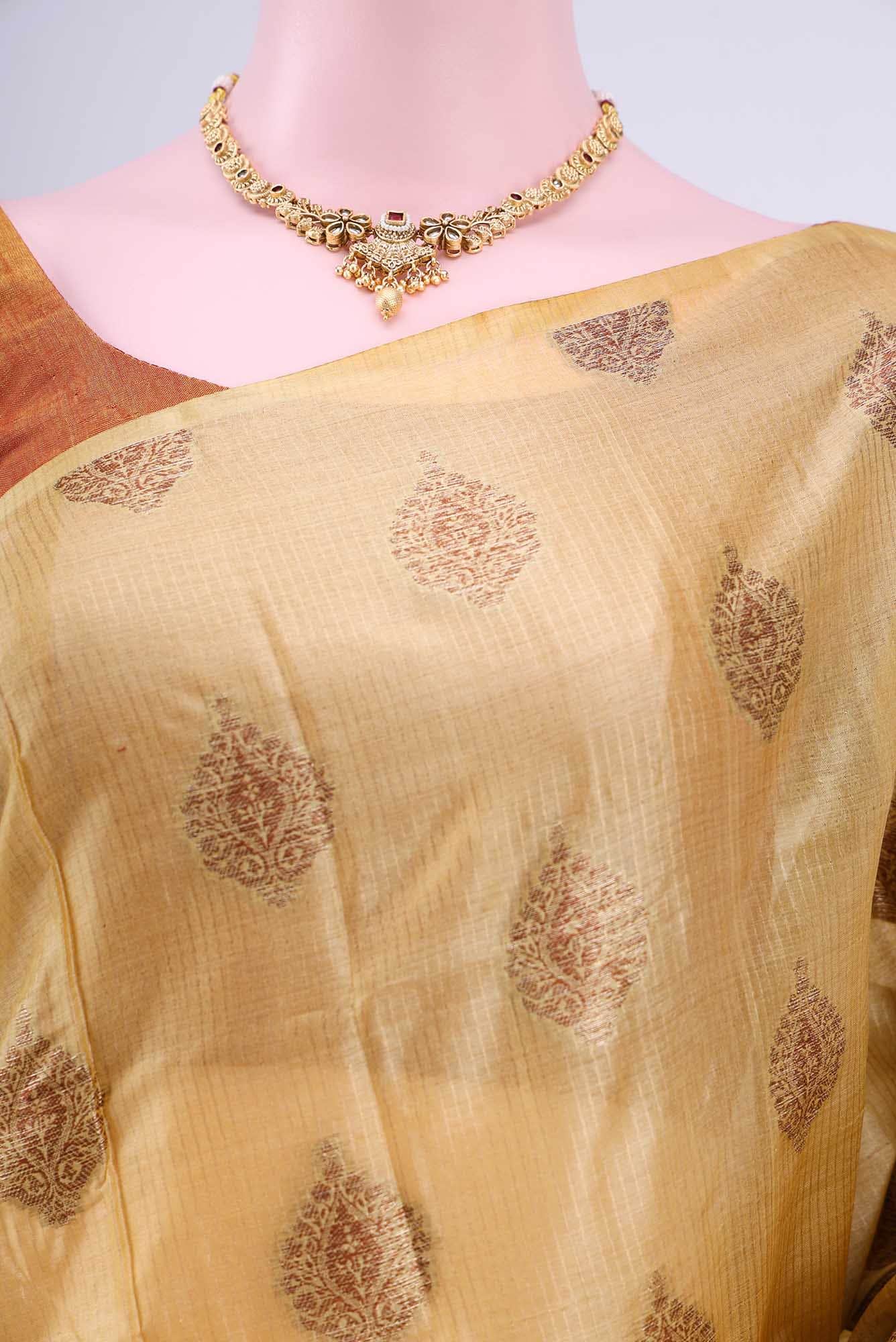 Beige Banarasi Raw Silk Saree