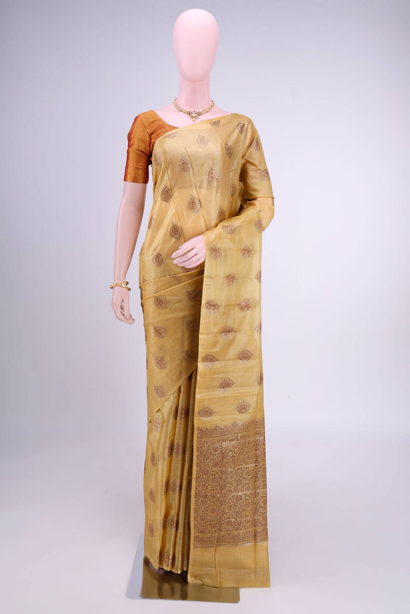 Beige Banarasi Raw Silk Saree