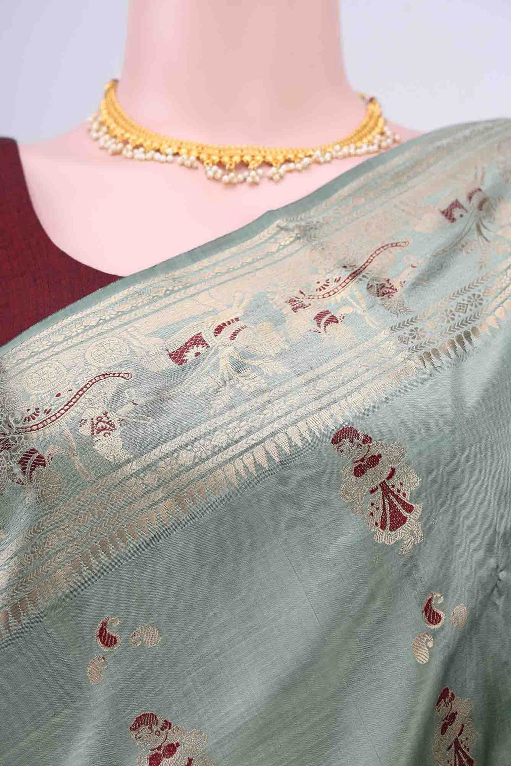 Pista Green Dual Tone Baluchari Silk Saree