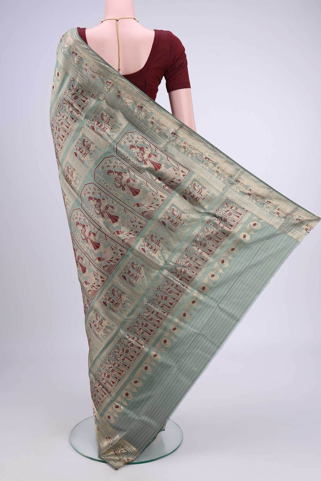 Pista Green Dual Tone Baluchari Silk Saree