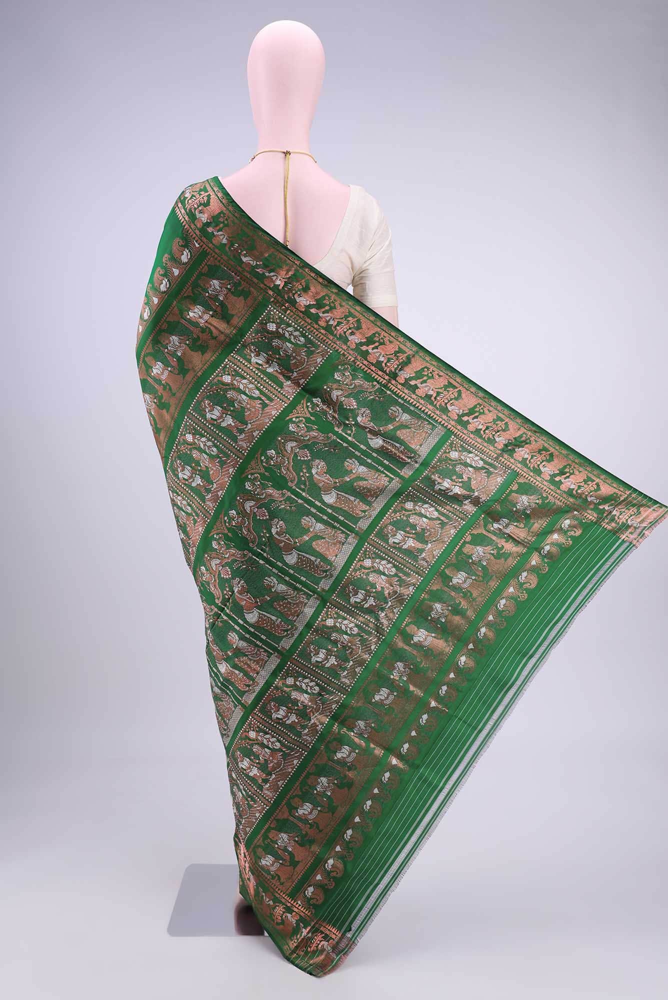 Green Dual Tone Baluchari Silk Saree