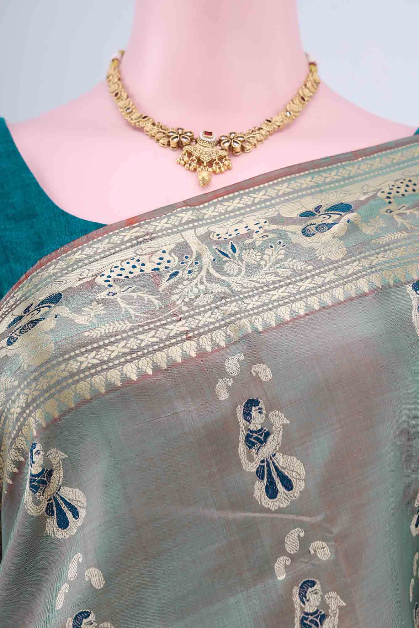 Davys Grey Dual Tone Baluchari Silk Saree