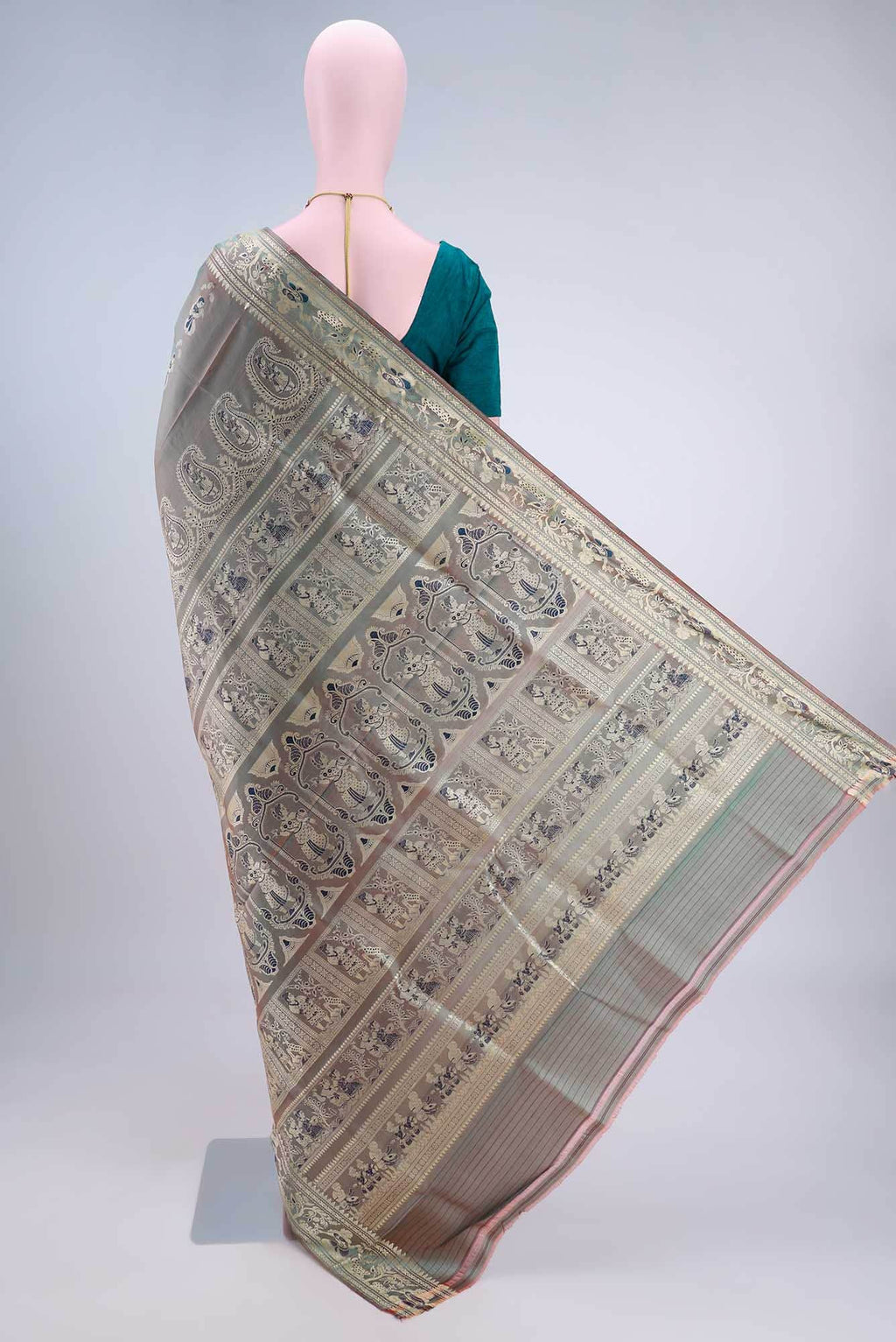 Davys Grey Dual Tone Baluchari Silk Saree