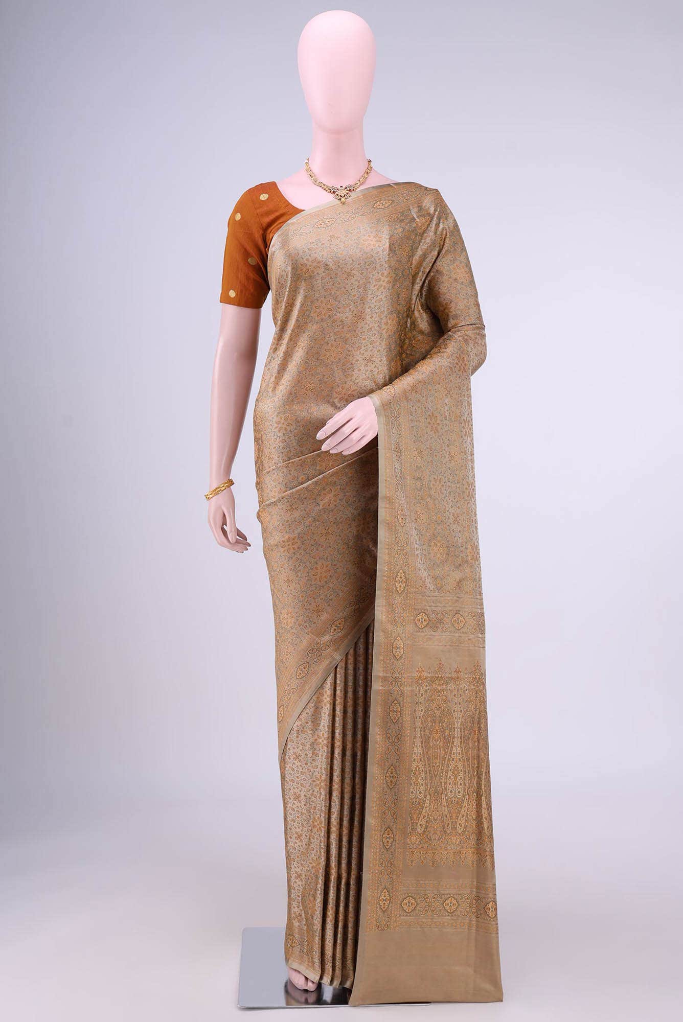 Beige Baluchari Silk Saree