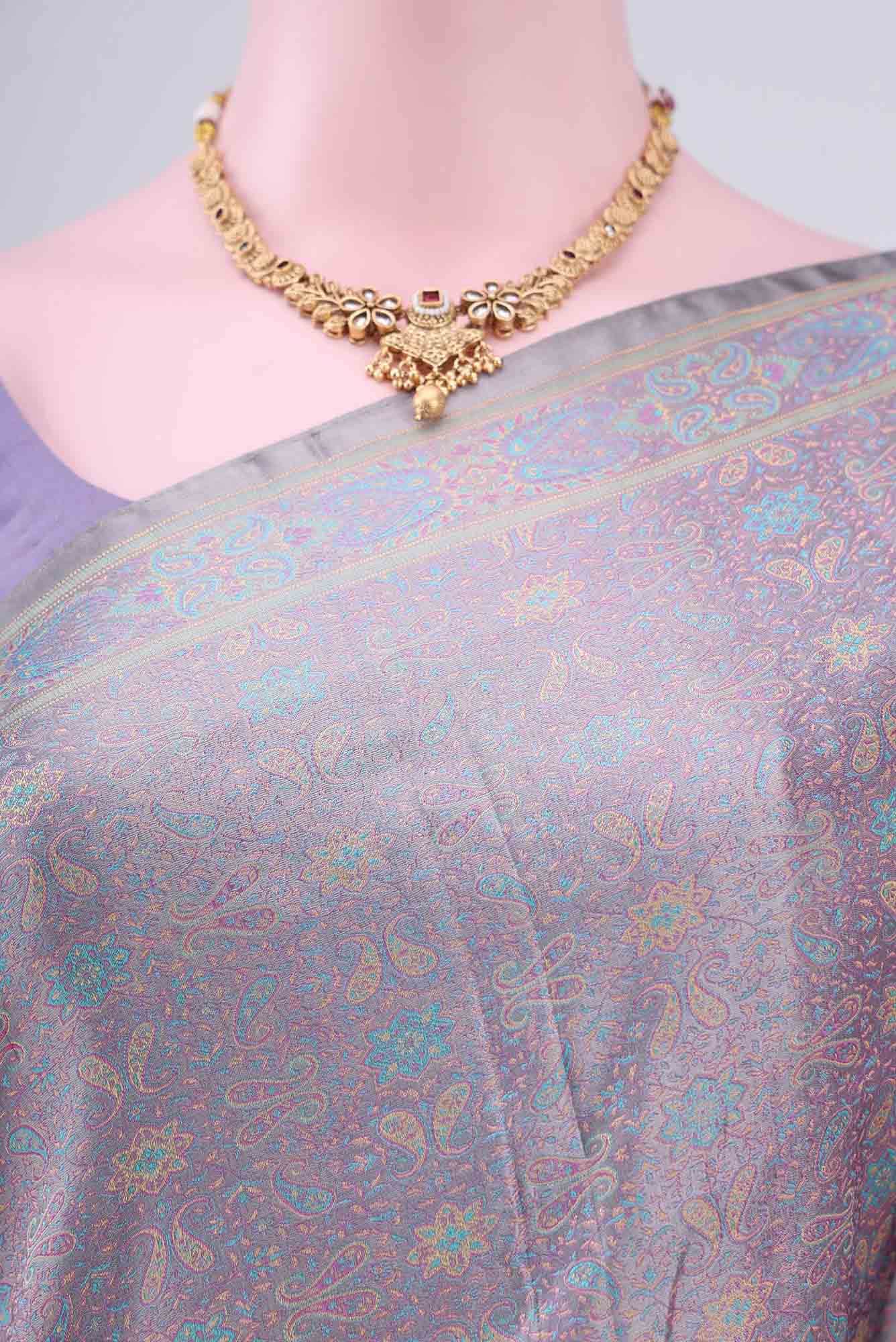 Lavender Baluchari Silk Saree