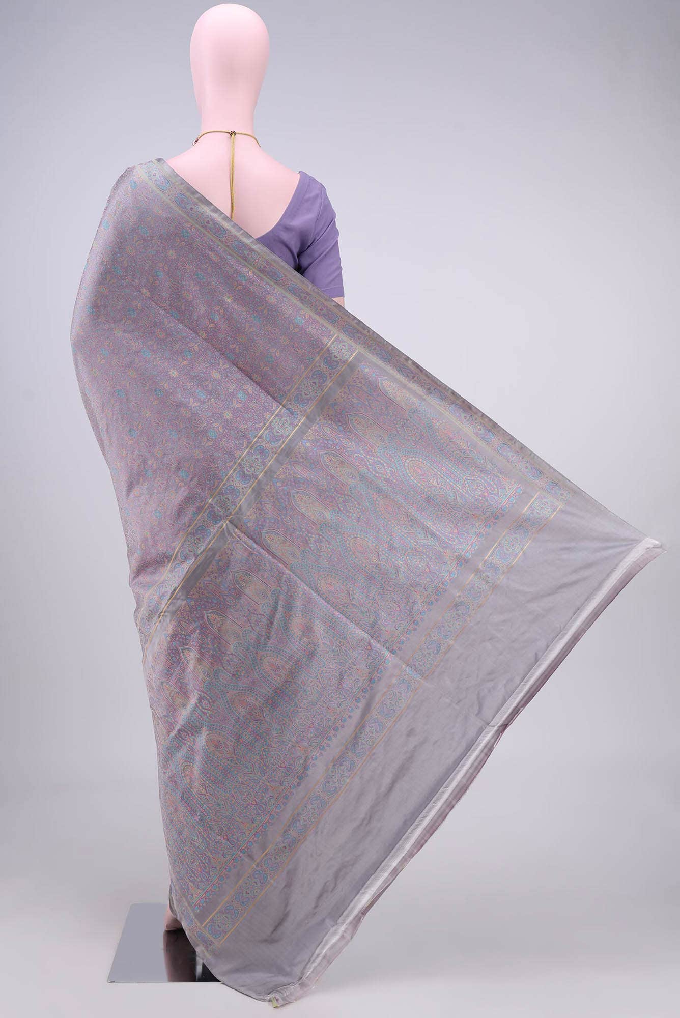 Lavender Baluchari Silk Saree