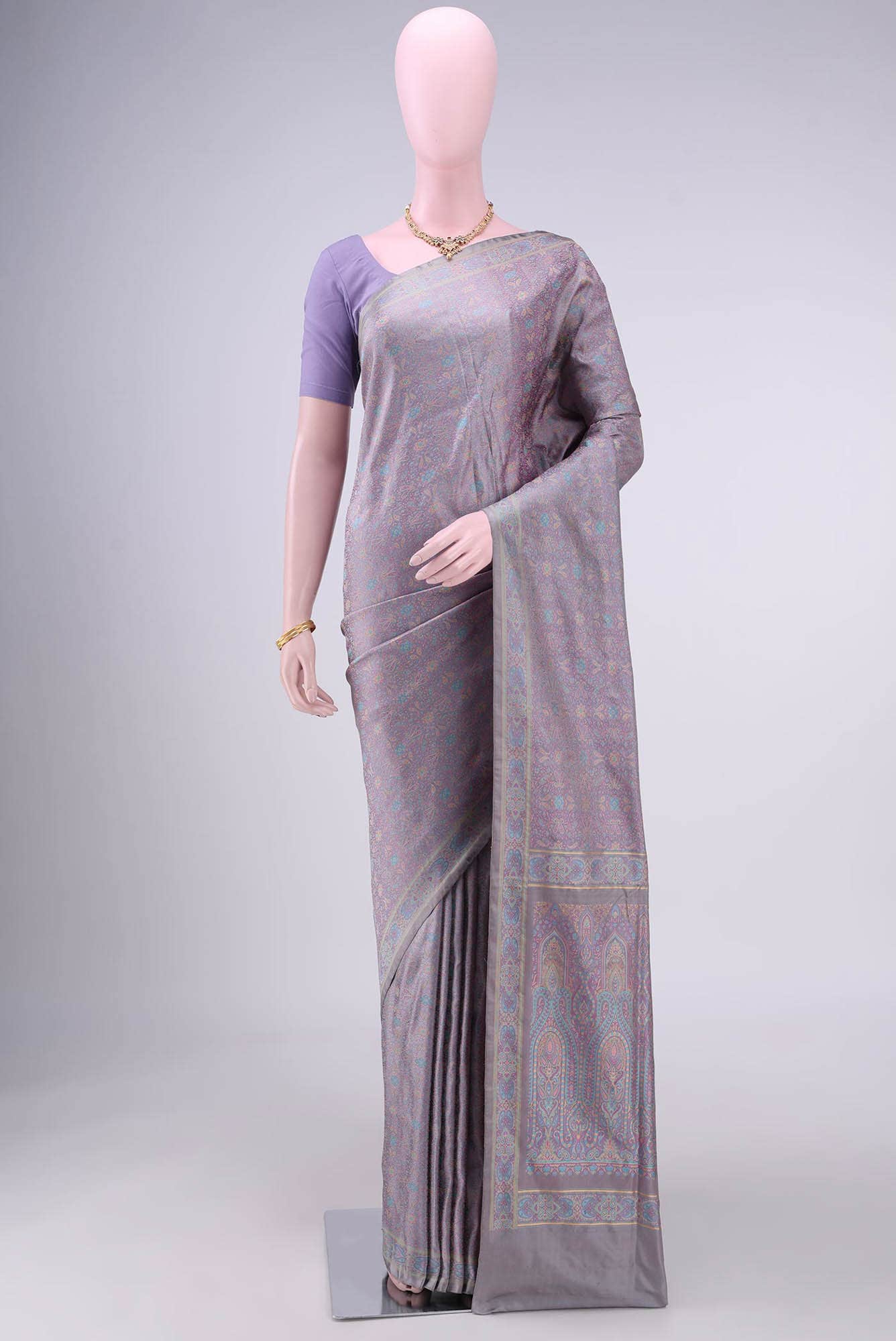 Lavender Baluchari Silk Saree