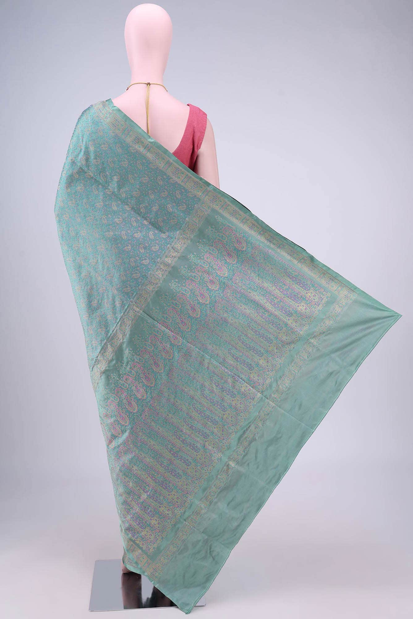 Blue Grey Baluchari Silk Saree