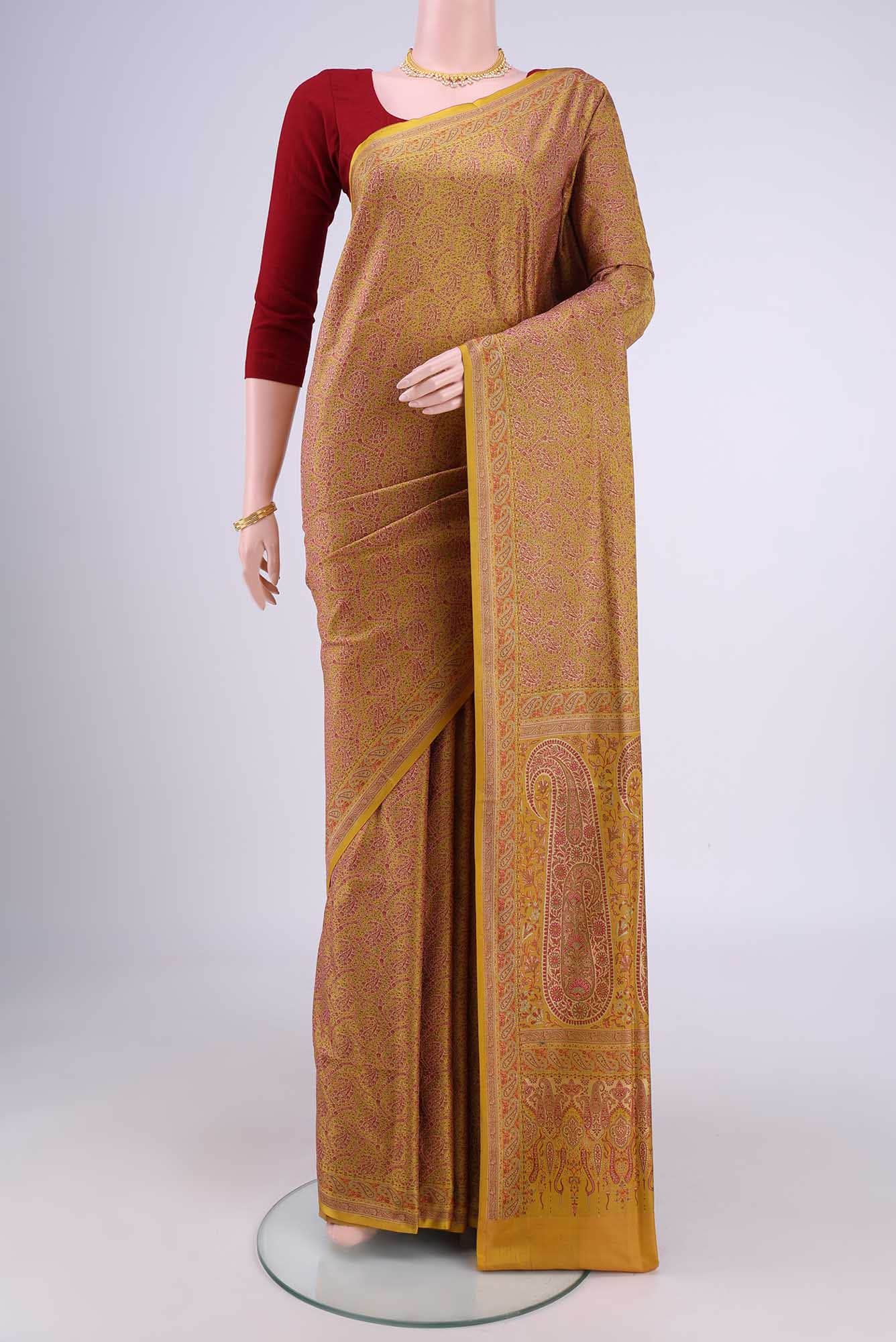 Beige Baluchari Silk Saree